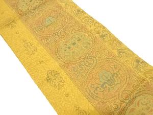 縞に花更紗模様織り出し名古屋帯